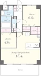 ザ・グレース京都岡崎 1階2LDKの間取り