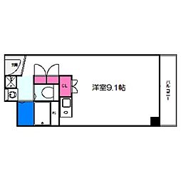 グリーンドゥ・ダイワ 2階1Kの間取り