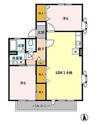 パークサイドM＆T 2階2LDKの間取り