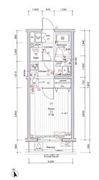 プレミアムキューブ奥沢mo 3階1Kの間取り