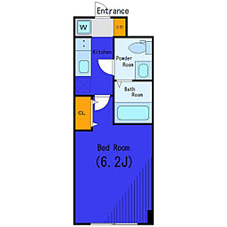 東急大井町線 戸越公園駅 徒歩5分の賃貸マンション 2階1Kの間取り