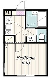 JR横浜線 町田駅 徒歩10分の賃貸アパート 2階1Kの間取り