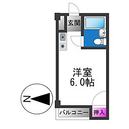 エトワールヴィル-R瓜生堂 ワンルームの間取図画像