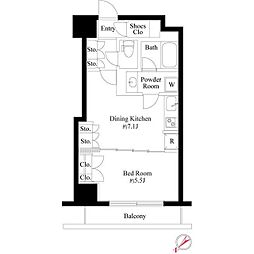 グランスイート銀座レスティモナーク 4階1DKの間取り