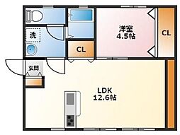 ミューズ白ゆり 1LDKの間取図画像