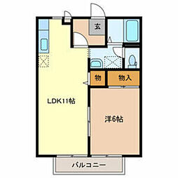 ハッピータウンA 1LDKの間取図画像