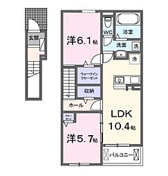 ステーション大美野 2階2LDKの間取り