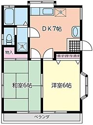 サニーハイムA 2DKの間取図画像