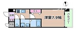 阪急京都本線 南方駅 徒歩9分の賃貸マンション 2階1Kの間取り