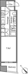 レジディア恵比寿2 1Kの間取図画像