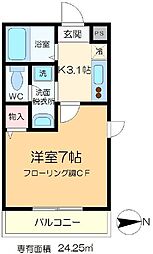 モンフレール小岩 1Kの間取図画像