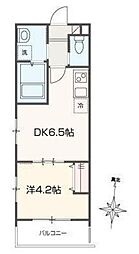 ＦＥＬＧＲＩＡ元加治 3階1DKの間取り
