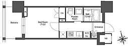 LIBRGRANT西新宿EAST 1Kの間取図画像