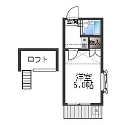パレス島橋 1階1Kの間取り