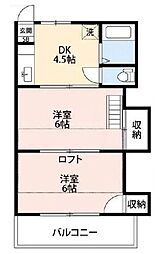 b'CASA東松山3re-born 2DKの間取図画像