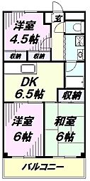 南住吉ハイツ 2階3DKの間取り