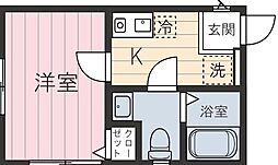 チャルテ西早稲田2 1Kの間取図画像