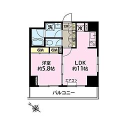 ベェルヴェル稲城 11階1LDKの間取り
