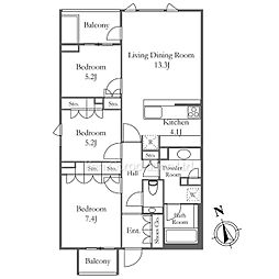 ザ・パークハウス広尾羽澤 3LDKの間取図画像
