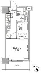 ザ・パークハビオ月島フロント 8階1Kの間取り