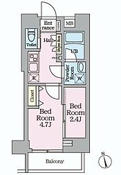 HYs桜橋MIRAIS 2階2Kの間取り