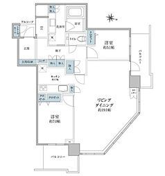 ライオンズタワー月島 2LDKの間取図画像