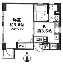 クレベール 3階1Kの間取り