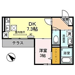 阪神本線 姫島駅 徒歩5分の賃貸アパート 2階1DKの間取り