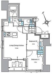 ルフォンプログレ上野入谷プレイス 2LDKの間取図画像