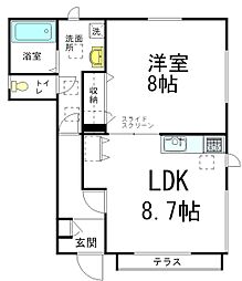 JR中央線 中野駅 徒歩15分の賃貸マンション 1階1LDKの間取り