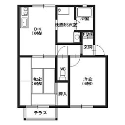 第一セジュール 2階2DKの間取り