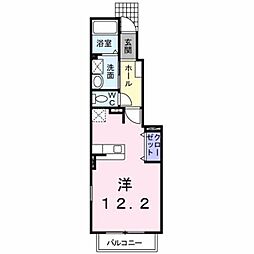 アヴニール I 1階ワンルームの間取り