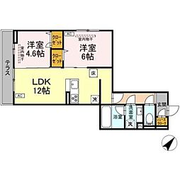 相模原市中央区淵野辺5丁目アパート 2LDKの間取図画像