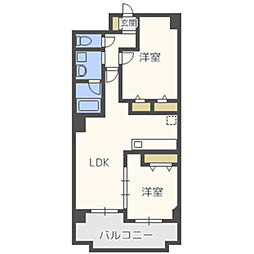 クレールライフ高宮 2LDKの間取図画像