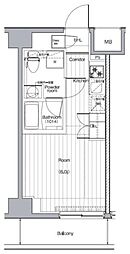 プレミアムキューブG西大井 4階ワンルームの間取り