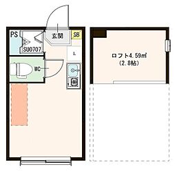 ハーモニーテラス東十条II 1階ワンルームの間取り