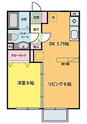 ルチェロ・ビアンコ 1階1LDKの間取り