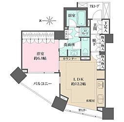 パークハウスオータワー 1LDKの間取図画像