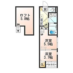 淀ヒルズ 1DKの間取図画像