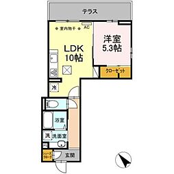コルマール 1階1LDKの間取り