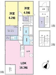 Legume ail graisse 3階2LDKの間取り