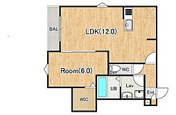 ジーメゾン川越的場アロー 1LDKの間取図画像