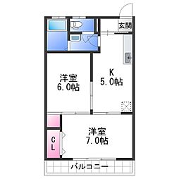 光進ハイツ 1階2Kの間取り