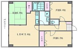 エステート下原 7階3LDKの間取り