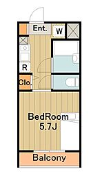 京王相模原線 京王堀之内駅 徒歩14分の賃貸マンション 4階1Kの間取り