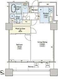 レジディアタワー上池袋タワーサイド 1LDKの間取図画像