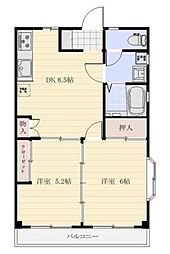 Ksコート 1階2DKの間取り