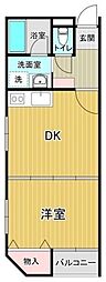 シャトレ山王ビル 2階1DKの間取り