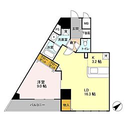 フォレンツタワー文京千石 1LDKの間取図画像