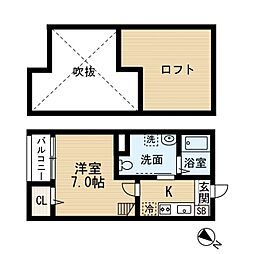エデン箱崎2 ワンルームの間取図画像